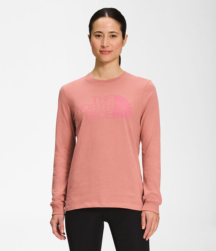 The North Face T-Shirts Dames Lange Mouw Half Dome CMNZ84712 - Roze